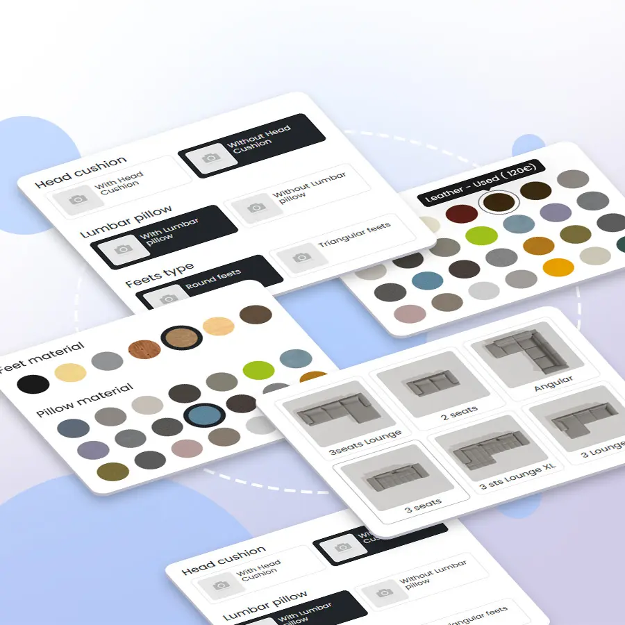 Configuratore 3d 3deeble - Ampia possibilità di personalizzazione materiali, varianti, su smartphone e pc