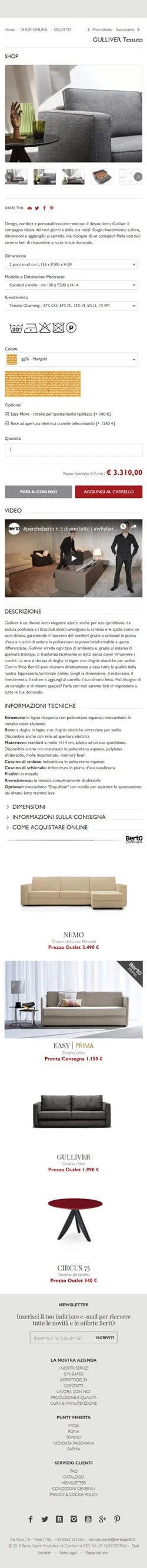 Berto Salotti - responsive ecommerce web design
