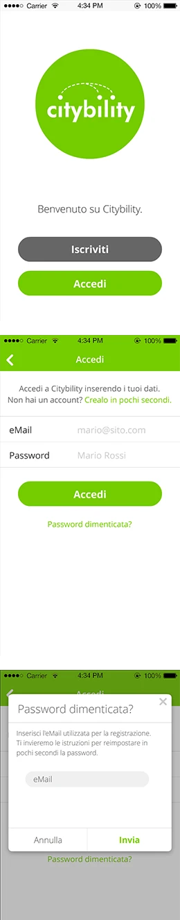 Citybility - UI e UX design per app del terzo settore