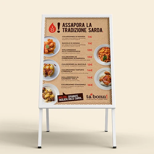 Ta Bonu Branding - Materiali per ristorazione - cavalletto espositore outdoor